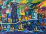 Oil Pastel Chicago Skyline